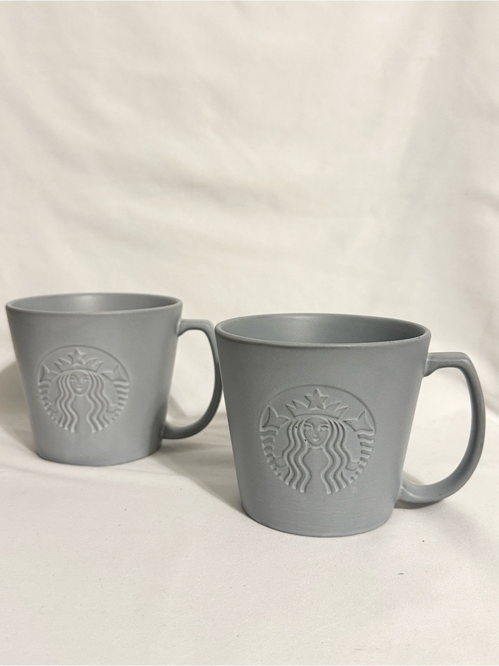 Set of 2 - 2019 Starbucks Grey Siren TALL Anniversary 12 Oz. Coffee Mug Cup